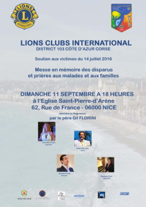 Lire la suite à propos de l’article Messe en mémoire des victimes / Lions club international